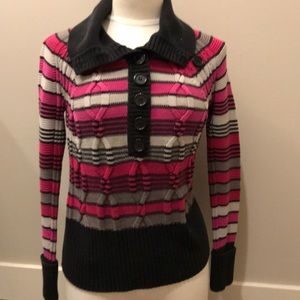Medium dkny purple striped cable knit sweater